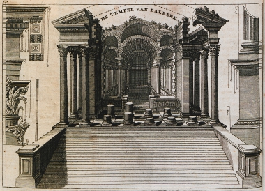 Όψη και αρχιτεκτονικές λεπτομέρειες του Ναού του Βάκχου (ή Μικρού Ναού) στο Μπάαλμπεκ του Λιβάνου.