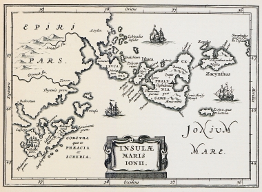 Χάρτης των νησιών του Ιονίου Πελάγους.