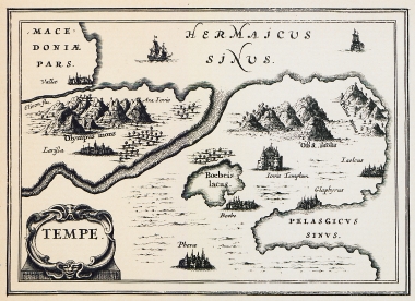 Χάρτης της κοιλάδας των Τεμπών.