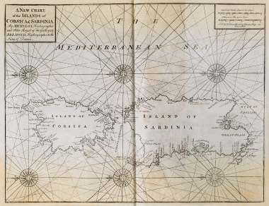 Χάρτης της Κορσικής και της Σαρδηνίας.
