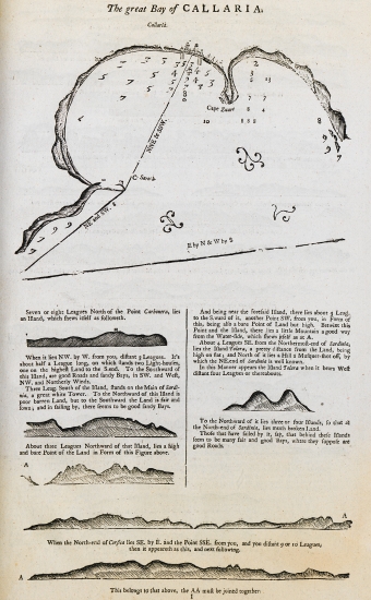 Χάρτης του αγκυροβολίου του Κάλιαρι στη Σαρδηνία.