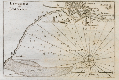 Χάρτης του αγκυροβολίου του Λιβόρνο στην Ιταλία.