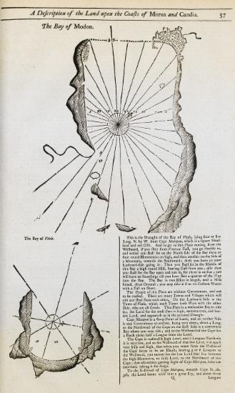 Χάρτης του αγκυροβολίου της Μεθώνης. Χάρτης του αγκυροβολίου του Οίτυλου.