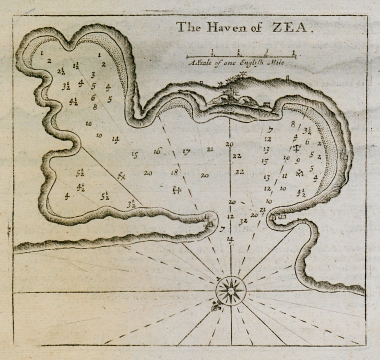 Χάρτης του λιμανιού και του αγκυροβολίου της Κέας.