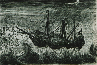 Το πλοίο του συγγραφέα σε θαλασσοταραχή στο Αιγαίο πέλαγος.