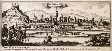 Άποψη της Μπρατισλάβα (παλαιότερα Πρέσμπουργκ) στη Σλοβακία. Στην κορυφή του λόφου το Κάστρο Ντέβιν.