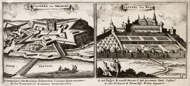 Κάτοψη των τειχών του κάστρου της Μπρατισλάβα. Κάτοψη των χερσαίων τειχών της Βούδας.