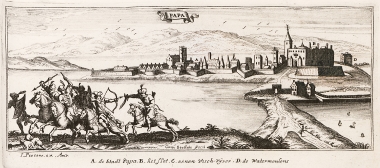 Άποψη της πόλης Πάπα στην Ουγγαρία. Στο πρώτο επίπεδο Οθωμανοί αποκρούουν τον στρατό των Αψβουργων.