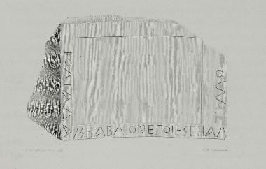 Λίθος με επιγραφή από τον ναό του Επικουρίου Απόλλωνα στις Βάσσες.