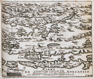 Χάρτης της ευρύτερης περιοχής του Ζάνταρ στην Κροατία.