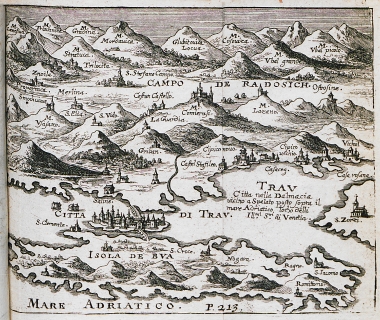 Χάρτης της ευρύτερης περιοχής του Τρογκίρ στην Κροατία.