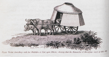 Τάταρος της φυλής των Ναγκόι, από την περιοχή του Άστραχαν, ταξιδεύει με παραδοσιακή άμαξα.