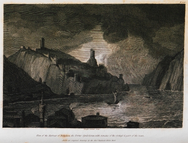 Άποψη του κόλπου του Μπαλακλάβα, κοντά στη Σεβαστούπολη, στην Κριμαία. Στο βάθος τα ερείπια του κάστρου των Γενοβέζων.