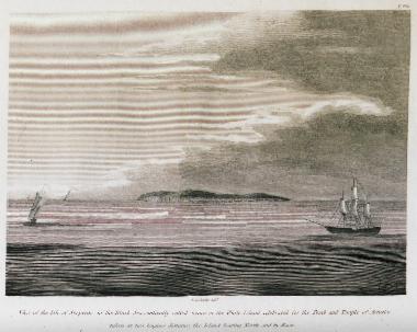 Άποψη του Φιδονησιού στη Μαύρη Θάλασσα. Κατά την παράδοση η Θέτις μετέφερε στο Φιδονήσι τις σορούς του Αχιλλέα και του Πατρόκλου.