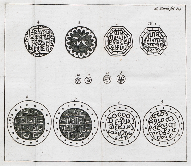 1 - 4. Νομίσματα του βασιλείου του Ασάμ (σήμερα περιοχή της Ινδίας). 5 και 6. Νομίσματα του βασιλείου του Αρακάν (σήμερα περιοχή της Μπούρμα). 7 - 10. Νομίσματα του βασιλείου του Πέγκου (σήμερα περιοχή της Μπούρμα). 11 - 12. Νομίσματα του βασιλείου του Ασάμ (σήμερα περιοχή της Ινδίας).