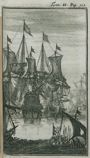 Το πλοίο του συγγραφέα δέχεται επίθεση από τρία πλοία κουρσάρων στα ανοιχτά της Τύνιδας.