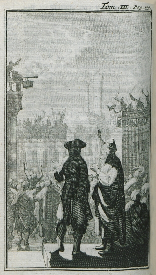 Στιγμιότυπο από την έκλειψη σελήνης που ο συγγραφέας παρακολούθησε κατά την παραμονή του στη Μοσούλη. Στο πρωτο επίπεδο ιερωμένος εξηγεί σε Δυτικοευρωπαίο, πιθανότατα στον συγγραφέα τον ίδιο, τη σημασία του φαινομένου για τους Μουσουλμάνους.