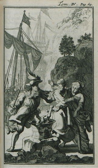 Ο Πορτογάλος ναύαρχος Ρουί Φρέιρε ντε Αντράντε με απίστευτη βιαιότητα πετάει στο καζάνι που βράζει το νεογέννητο μωρό ζεύγους ιθαγενών των νησιών του Περσικού κόλπου.