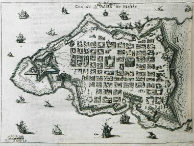 Χάρτης της μεσαιωνικής πόλης της Βαλέτας στη Μάλτα.