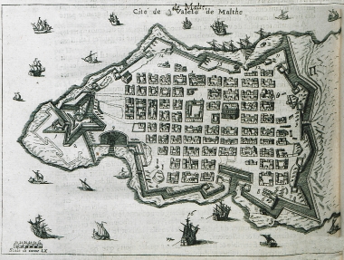 Χάρτης της μεσαιωνικής πόλης της Βαλέτας στη Μάλτα.