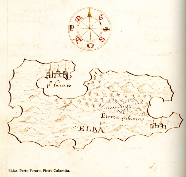 Χάρτης της νήσου Έλμπα στην Ιταλία.