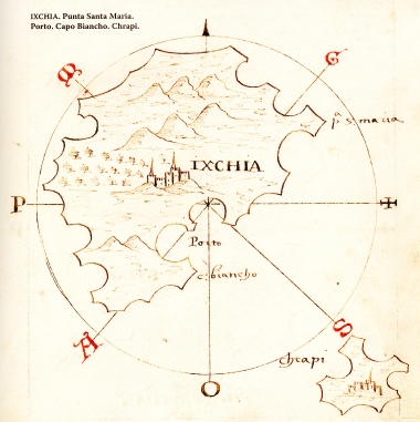 Χάρτης της νήσου Ίσκια έξω από τη Νάπολη, στην Ιταλία.