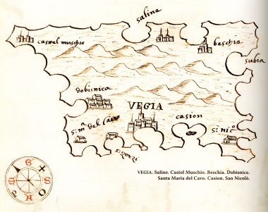 Χάρτης της νήσου Κρκ στην Κροατία.