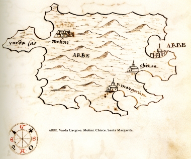 Χάρτης της νήσου Ραμπ στην Κροατία.