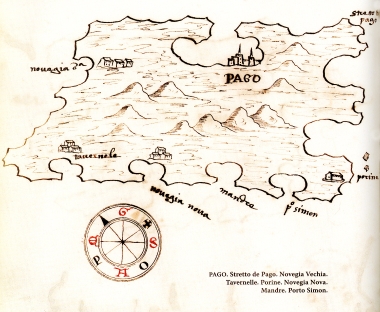 Χάρτης της νήσου Παγκ στην Κροατία.