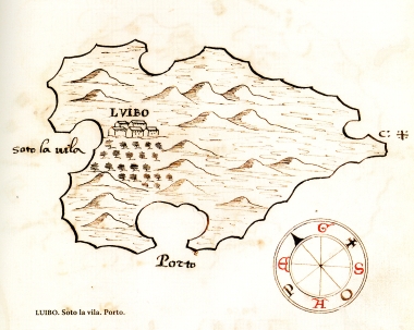 Χάρτης της νήσου Όλιμπ στην Κροατία.