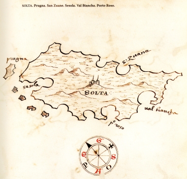 Χάρτης της νήσου Σόλτα στην Κροατία.