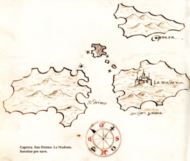 Χάρτης των νησιών Τρέμιτι (Σαν Ντομίνο, Σαν Νικολά και Καπράια) στην Ιταλία.