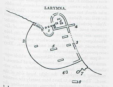 Χάρτης της θέσης της αρχαίας Λάρυμνας στη Φθιώτιδα.