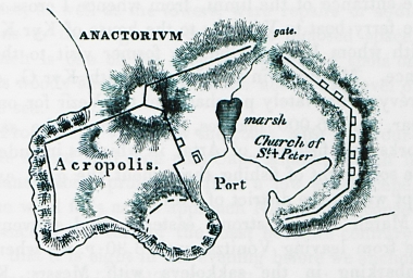 Χάρτης του αρχαίου Ανακτορίου, που ήταν χρισμένο στη θέση της σημερινής Βόνιτσας.