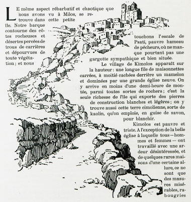 Άποψη της Κιμώλου. Στο βάθος ο ναός της Παναγιάς της Οδηγήτριας.