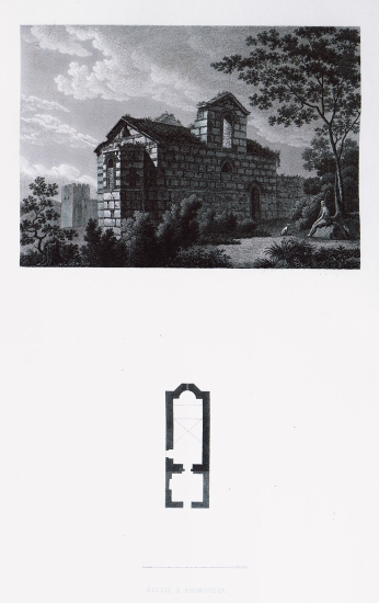 Άποψη και κάτοψη της εκκλησίας του Αγίου Γεωργίου στην Ανδρούσα.