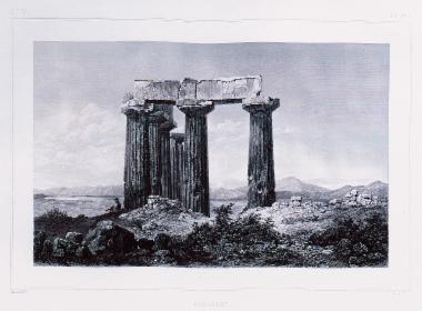 Άποψη του ναού του Απόλλωνα στην αρχαία Κόρινθο.