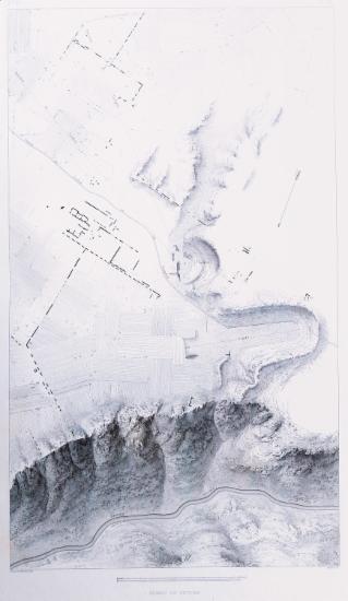 Τοπογραφικός χάρτης της αρχαίας Σικυώνας, στον οποίο σημειώνονται οι θέσεις του αρχαίου θεάτρου και του σταδίου.