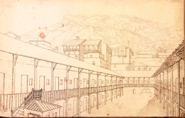 Άποψη της κορυφής του όρους Ίδα, στην Τρωάδα, από πανδοχείο στο Αδραμύττιο.