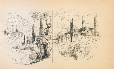 Αριστερά: Το τέμενος και ο τεκές του Μολά Φεναρί στην Προύσα. Δεξιά: Το τέμενος Ουτς Κουζουλάρ στην Προύσα.