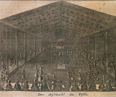 Επίσημο δείπνο στο οποίο συμμετείχε ο συγγραφέας κατά την επίσκεψή του στην Τιφλίδα της Γεωργίας.