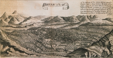 Άποψη του Ερεβάν στην Αρμενία. Στο βάθος διακρίνεται το οθωμανικό κάστρο της πόλης, και στο μέσο το αρχαίο κάστρο Ερέμπουνι.