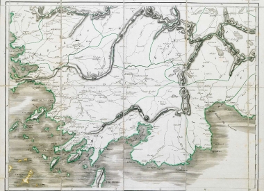 Χάρτης τμήματος των ακτών της Τουρκίας από τη Σμύρνη μέχρι την Αττάλεια.