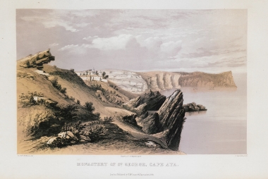 Το Μοναστήρι του Αγίου Γεωργίου στο Μπαλακλάβα, κοντά στη Σεβαστούπολη. Στο βάθος το ακρωτήριο Άγια.