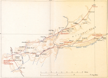 Χάρτης της περιοχής μεταξύ Κιοχνέ, Ζίλε και Σουλού Σεράι.