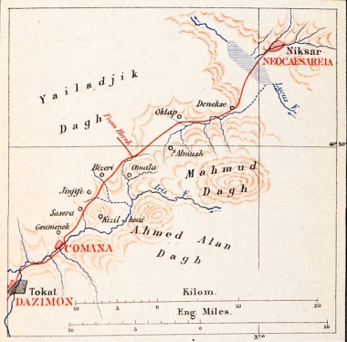 Χάρτης της περιοχής μεταξύ Νικσάρ και Τοκάτ.