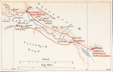 Χάρτης της περιοχής από το Νικσάρ έως την Ευπατόρια (Magnopolis).