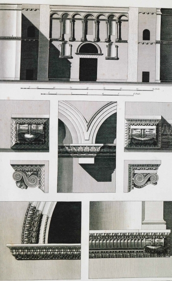 Σχεδιαστική αποκατάσταση και διακοσμητικές λεπτομέρειες της Χρυσής Πύλης στο ανάκτορο του Διοκλητιανού στο Σπλιτ.