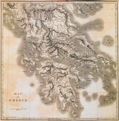 Χάρτης της Πελοποννήσου, της Στερεάς Ελλάδας και της Ηπείρου.