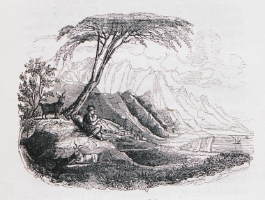 Τοπίο στη νότια Κριμαία. Βοσκός παίζει την φλογέρα του.